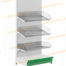 Торговый стеллаж с корзиной 1450*400*600 - uralbiznesstroi.ru – Челябинск