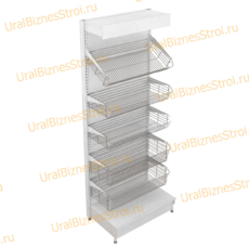 Торговый стеллаж с корзиной 2350*500*1200 - uralbiznesstroi.ru – Челябинск