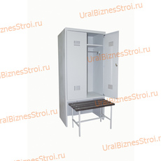 Шкаф гардеробный двухсекционный 2 двери (с нишей для скамьи) 1850*500*700 S-0,8мм - uralbiznesstroi.ru – Челябинск