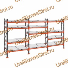 Стеллаж с выкатными платформами  3000*5400*1050 4 яруса 24 платформы - uralbiznesstroi.ru – Челябинск