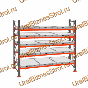 Стеллаж с выкатными платформами  3000*2700*1050 5 яруса 15 платформ - uralbiznesstroi.ru – Челябинск