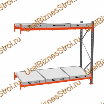 Стеллаж с выкатными платформами дополнительная секция 3000*2700*1050 2 яруса 6 платформ - uralbiznesstroi.ru – Челябинск