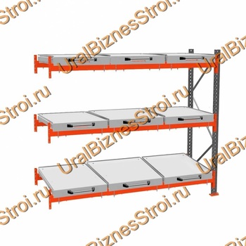 Стеллаж с выкатными платформами дополнительная секция 2500*2700*1050 3 яруса 9 платформ - uralbiznesstroi.ru – Челябинск