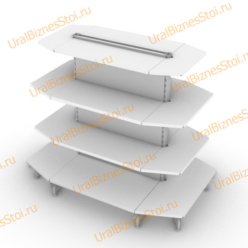 Стеллаж островной с торцевыми полками 2350*300*1000 4 полки - uralbiznesstroi.ru – Челябинск