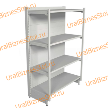 Торговый пристенный стеллаж с передней стойкой 1450*400*600 4 полки - uralbiznesstroi.ru – Челябинск