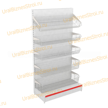 Торговый стеллаж с корзиной 1950*400*1000 - uralbiznesstroi.ru – Челябинск