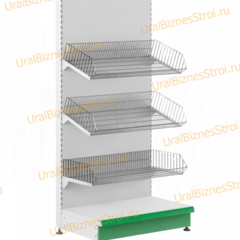 Торговый стеллаж с корзиной 1450*400*600 - uralbiznesstroi.ru – Челябинск