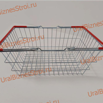Корзина покупательская, цинк хроматированный (20л) 2 ручки, ПВХ,  цвет-красный - uralbiznesstroi.ru – Челябинск
