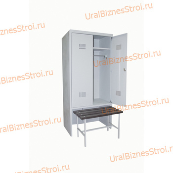 Шкаф гардеробный двухсекционный 2 двери (с нишей для скамьи) 1850*500*600 S-0,7мм - uralbiznesstroi.ru – Челябинск