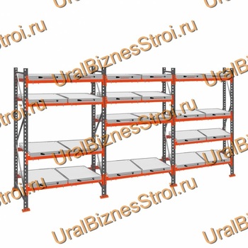 Стеллаж с выкатными платформами  3000*5400*1050 4 яруса 24 платформы - uralbiznesstroi.ru – Челябинск