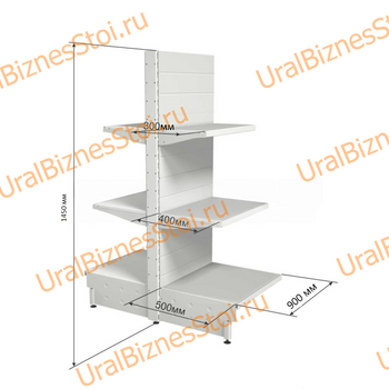 Торговый островной стеллаж 1450*500*900 3 полки - uralbiznesstroi.ru – Челябинск