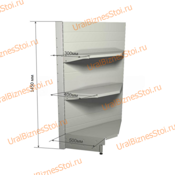 Торговый угловой стеллаж 1450*500*900 3 полки - uralbiznesstroi.ru – Челябинск